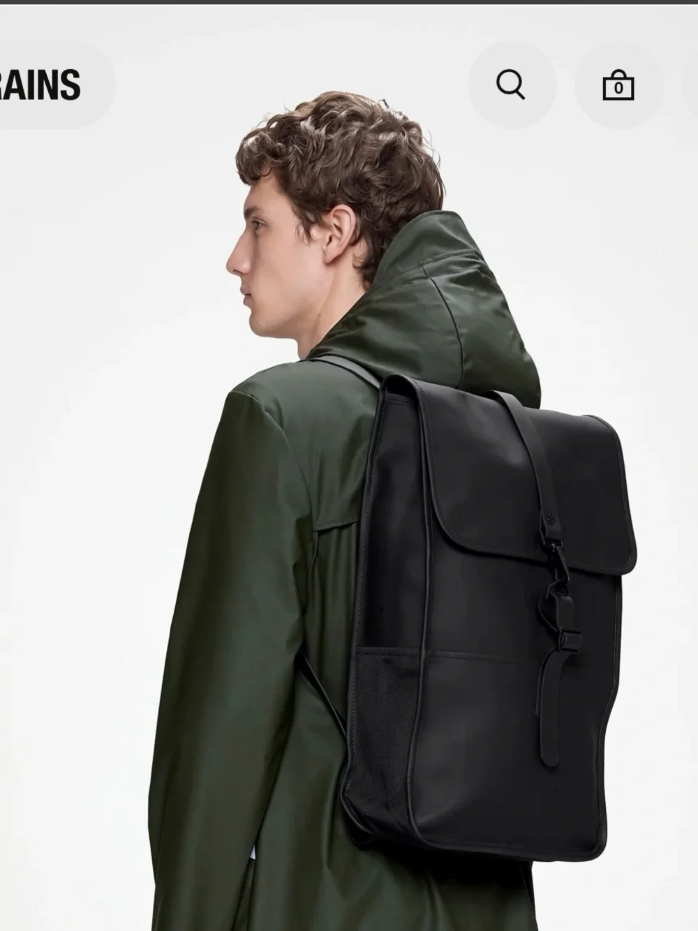 Rains Black Signature Flap Backpack